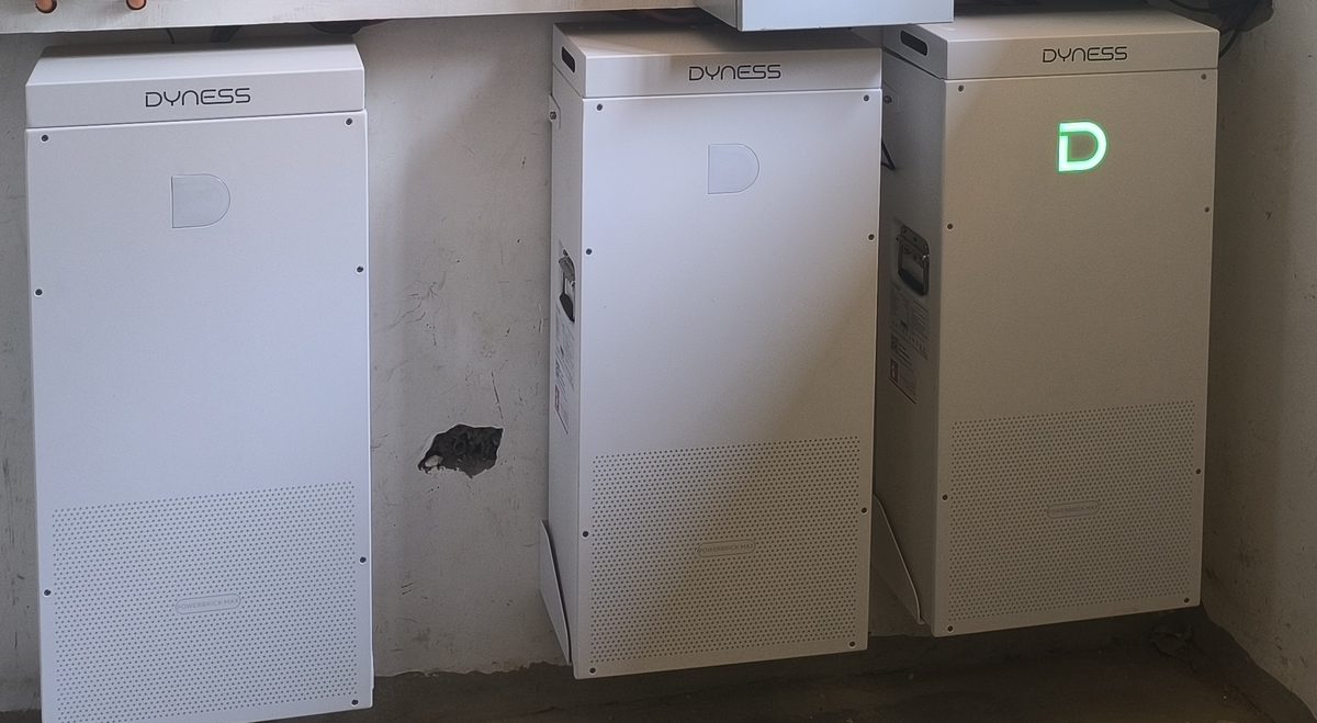 Three Dyness lithium-ion battery modules installed by Rand Energies